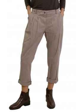 Chino con pence in cotone con elastico dietro 